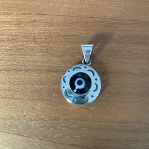 EUC 925 silver and glass Turkish ‘eye’ pendant. Handcast. Marked.